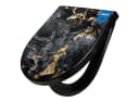 banjado WC-Sitz Premium D-Form Schwarz/Gold mit Softclose Bild 2