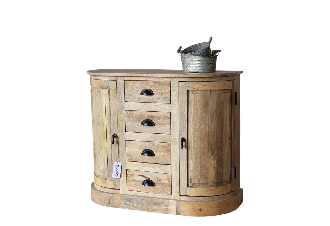 baario Kommode GUILLON halbrund braun Massivholz Landhaus Antik - Bild 2
