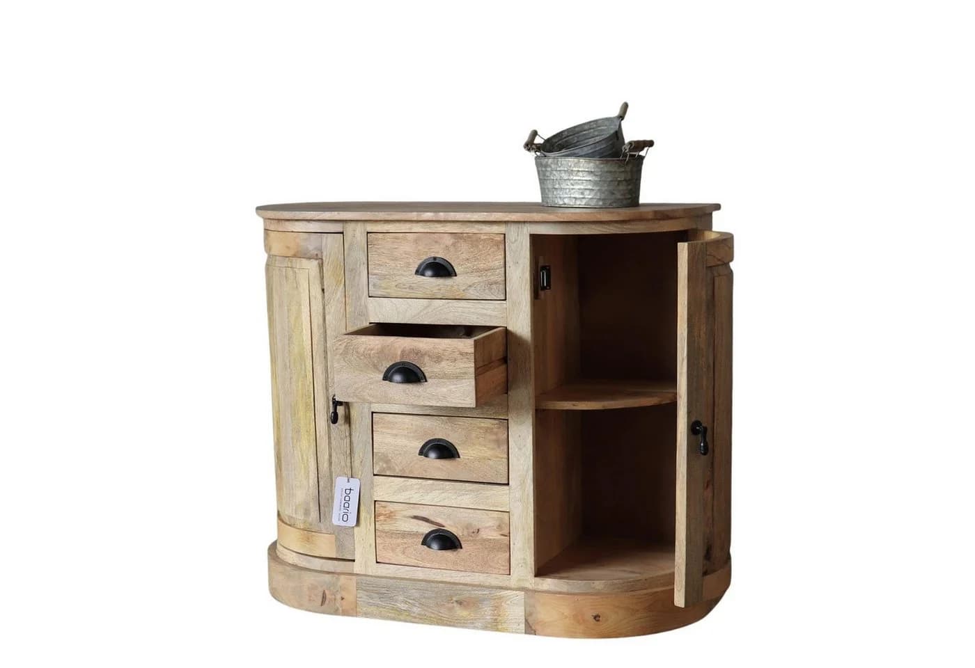 baario Kommode GUILLON halbrund braun Massivholz Landhaus Antik - Bild 3