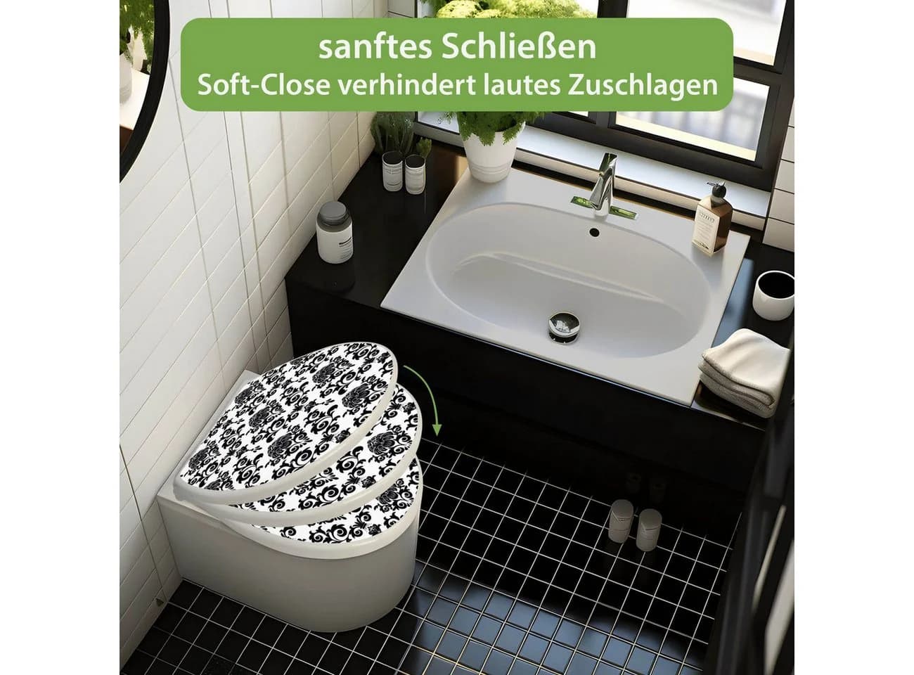 banjado WC-Sitz mit Absenkautomatik Barock Motiv Weiß - Bild 4
