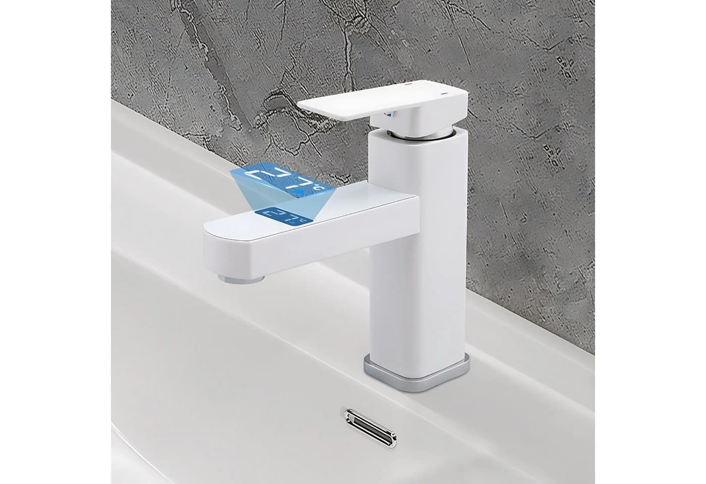HS.SUPPLY Digitaler Wasserhahn mit LED-Temperaturanzeige Schwarz/Weiß - Bild 2