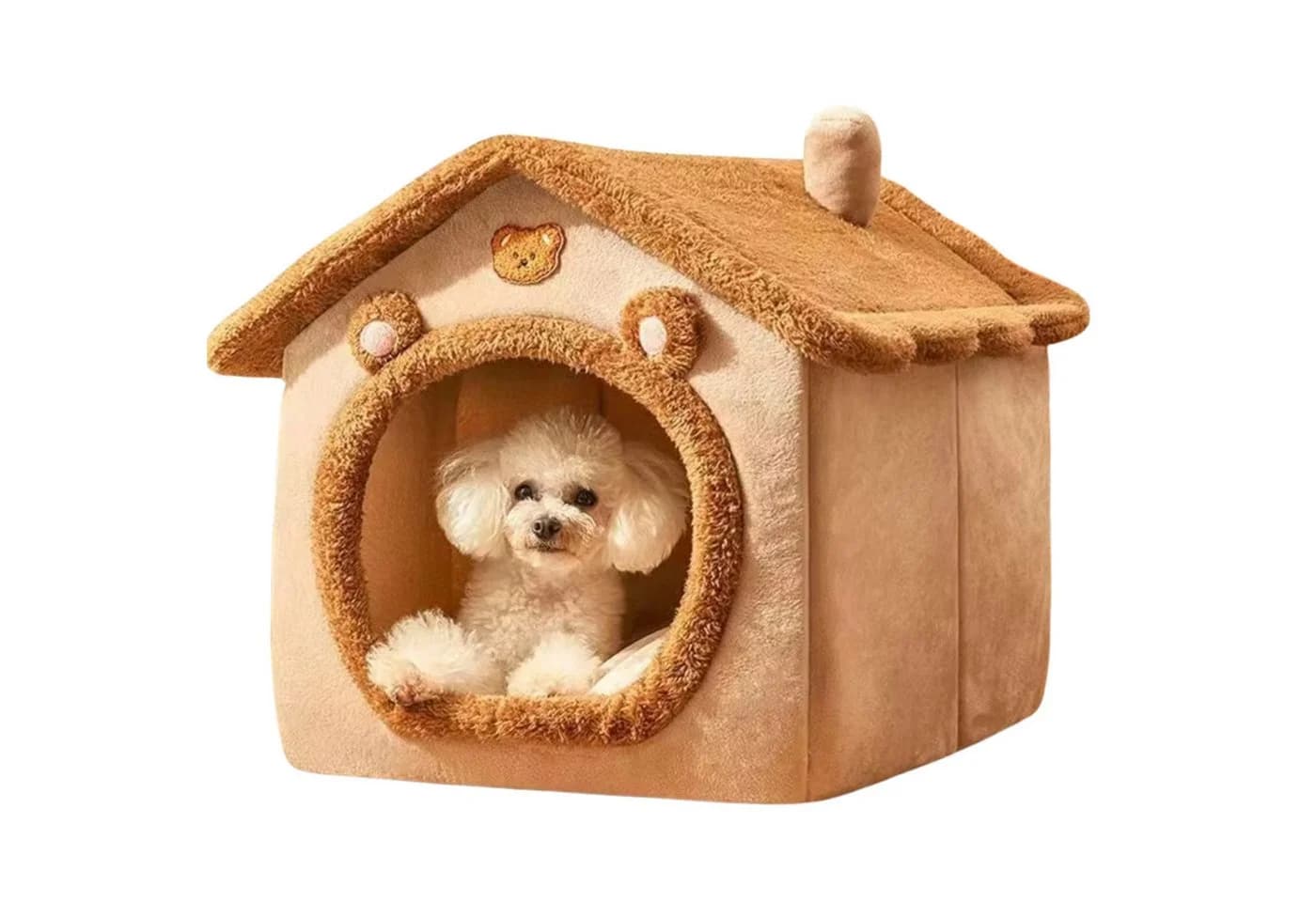 FLOCKI Pets™ Tierhaus Grau/Braun mit abnehmbarem Kissen - Bild 2