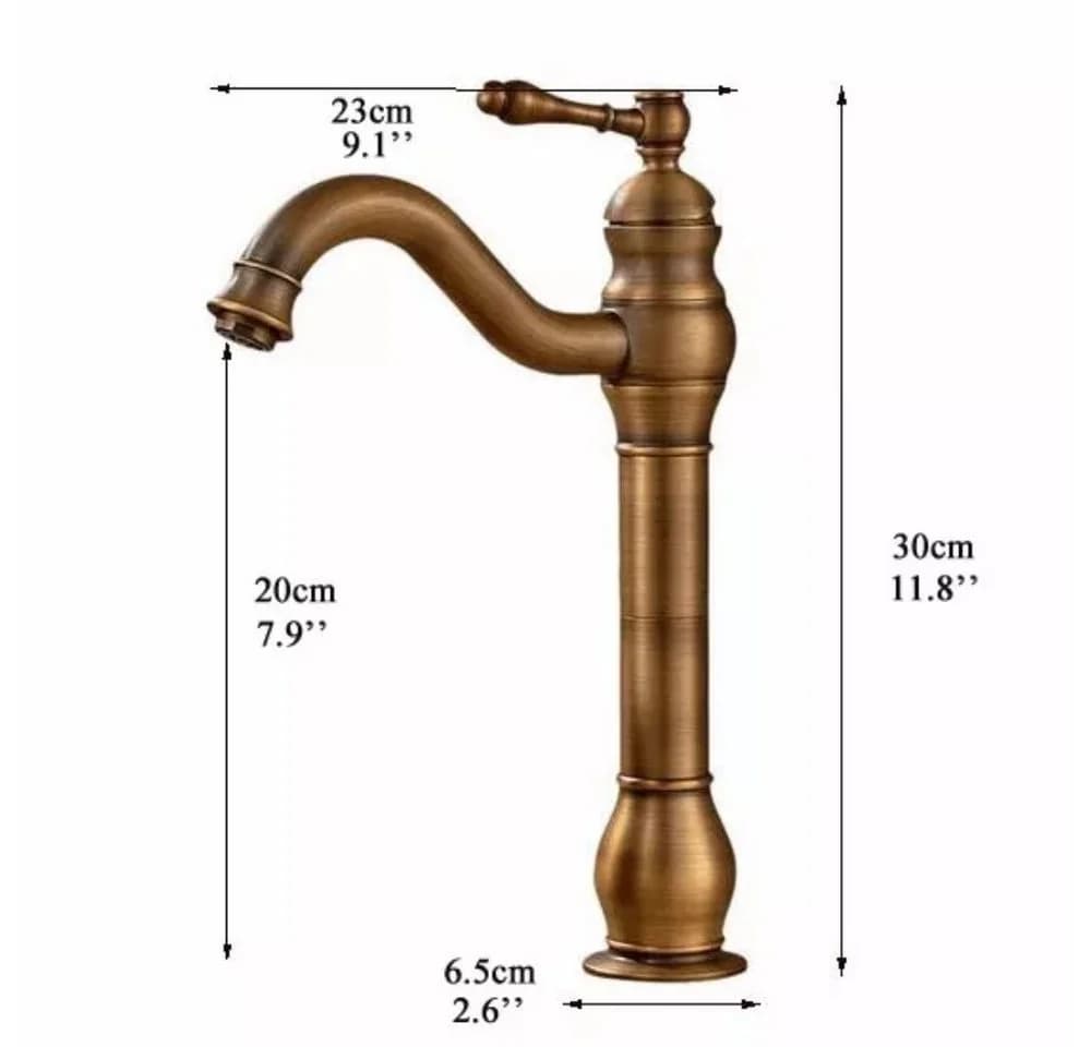 Kinaree Badarmatur Retro Messing Wasserhahn für Aufsatzbecken