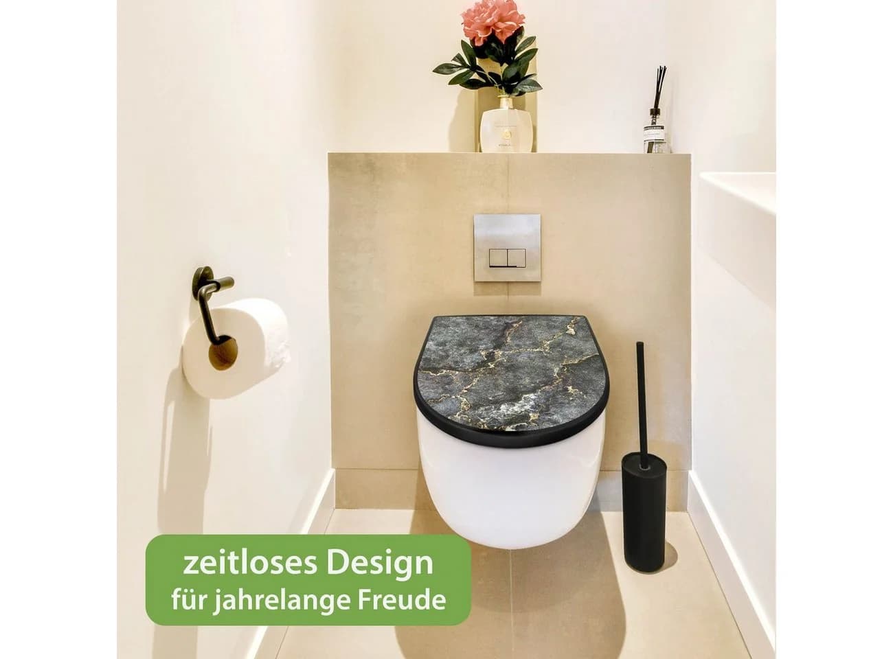 banjado WC-Sitz Premium D-Form Grau Gold Softclose - Bild 5