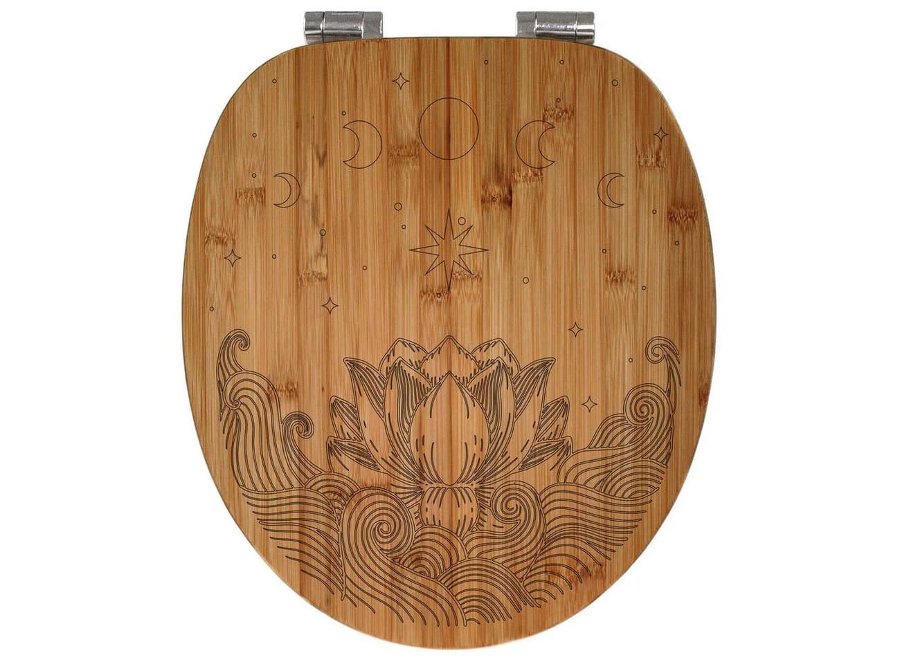 banjado WC-Sitz Bambus mit Gravur Lotus und Mondphasen - Bild 2