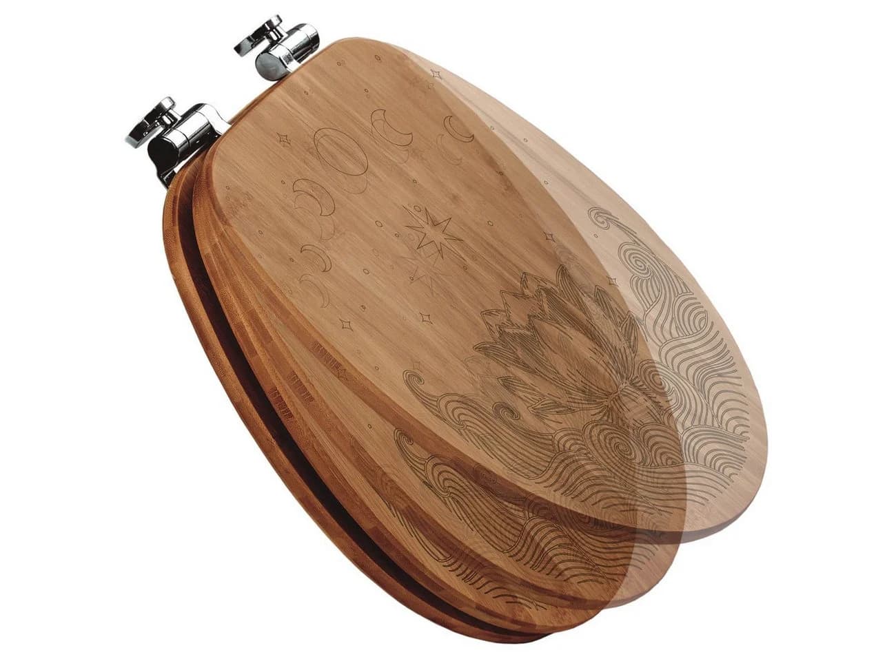 banjado WC-Sitz Bambus mit Gravur Lotus und Mondphasen - Bild 4