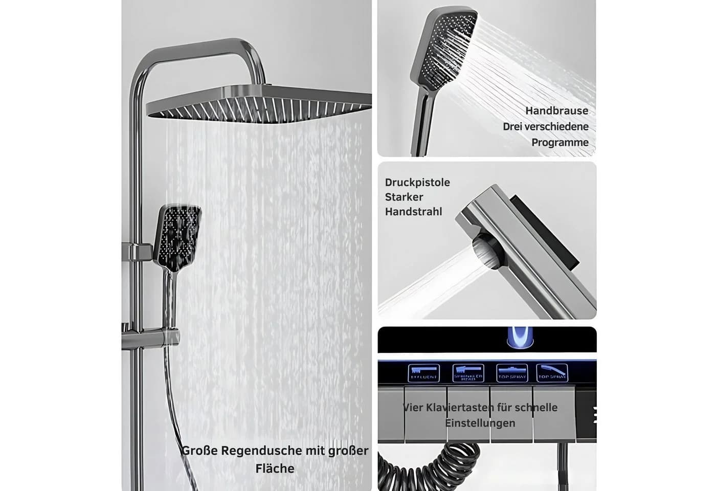 LuxaSteel Duschsystem mit Thermostat & LED-Display - Bild 5