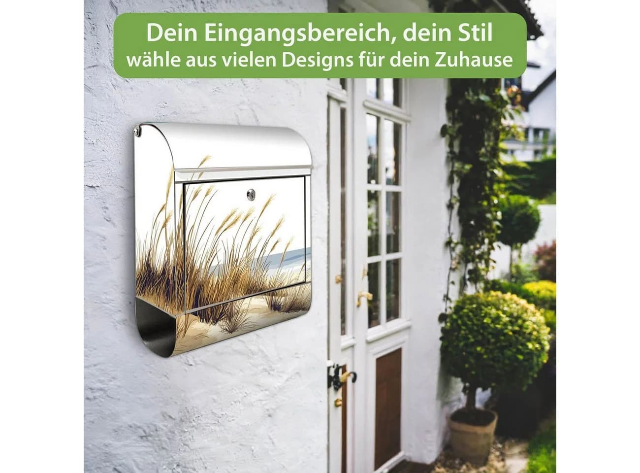 banjado Wandbriefkasten Edelstahl Dünenlandschaft silber