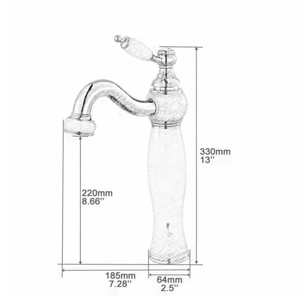 Kinaree Badarmatur Retro Wasserhahn Marmor weiß Messing - Bild 5