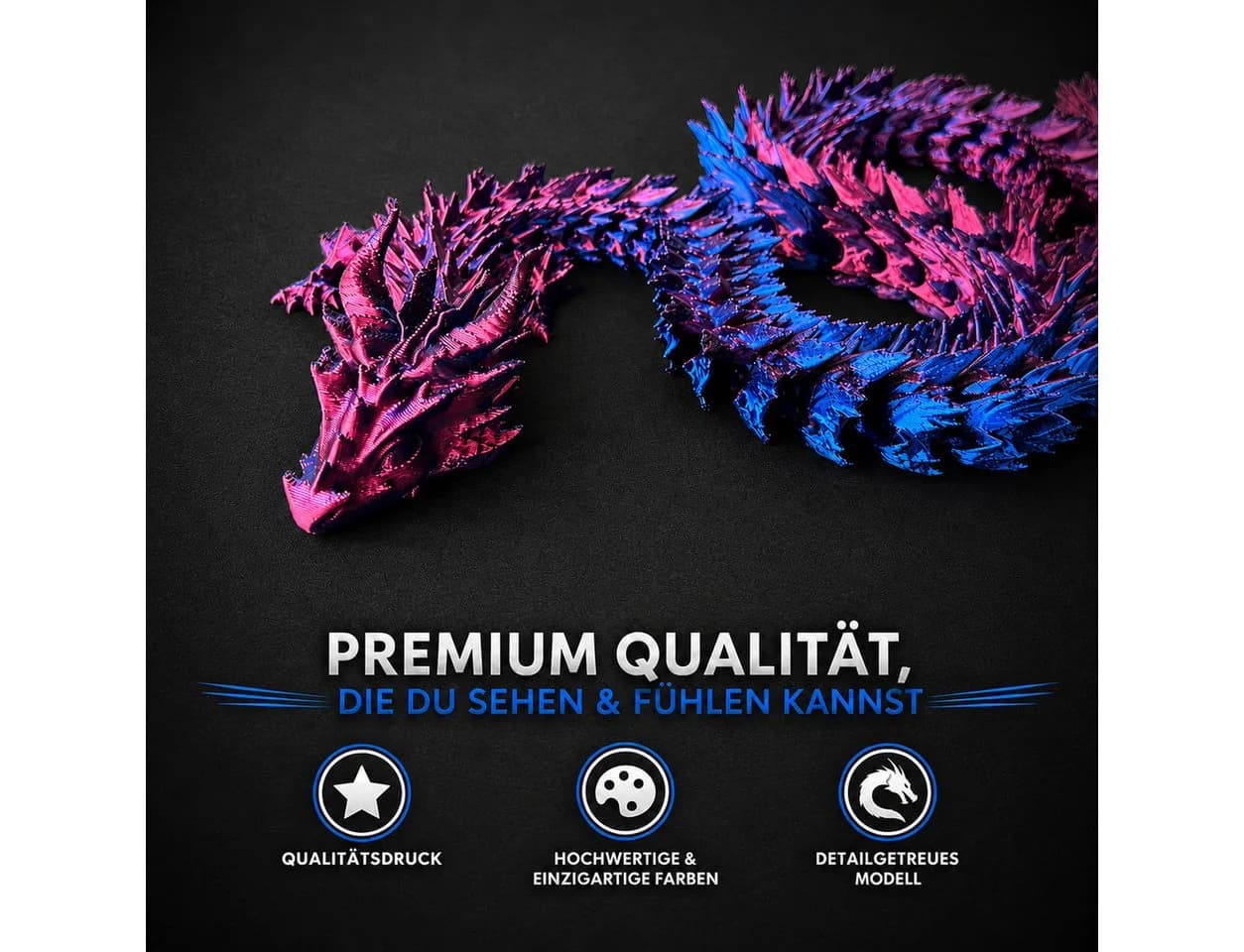 Alpha Electronics Flexi Drache 3D-Druck Kristalloptik Schwarz