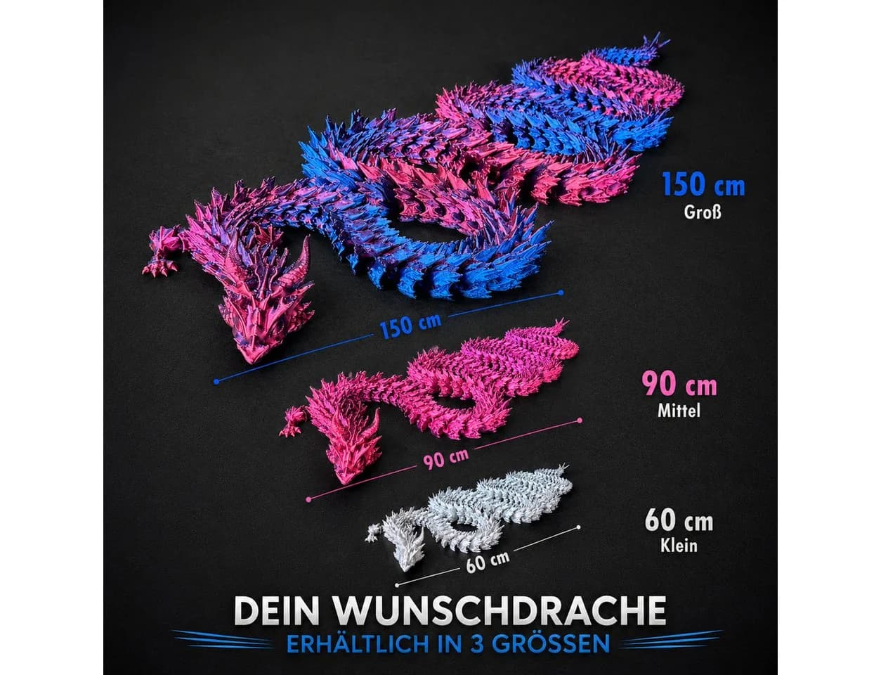 Alpha Electronics Flexi Drache 3D-Druck Kristalloptik Schwarz - Bild 3