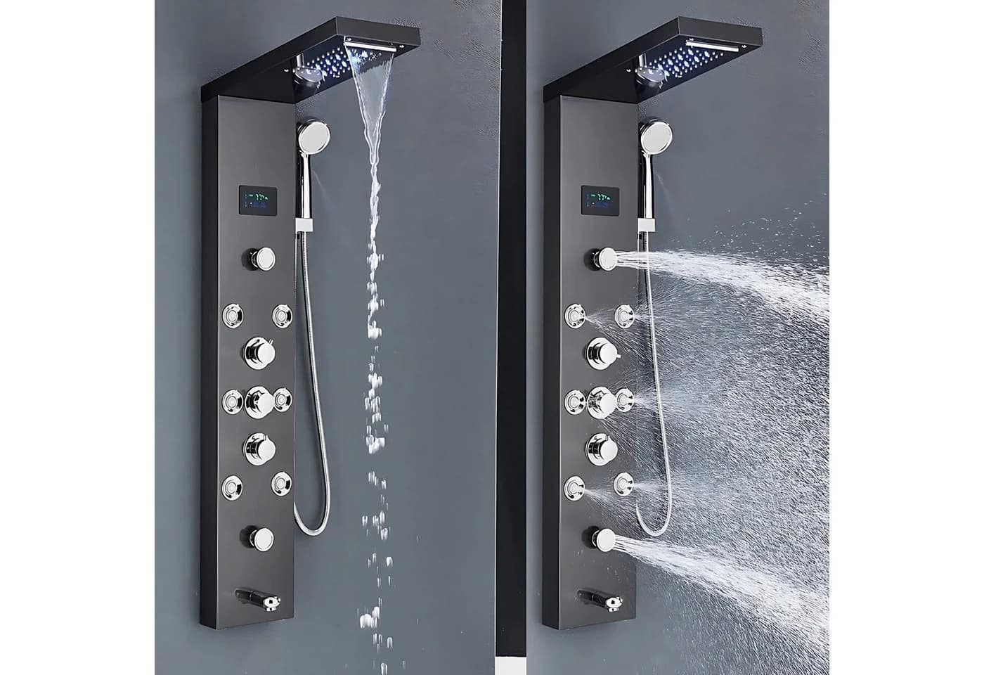 LuxaSteel Regendusche Schwarz mit LED-Beleuchtung & Wasserfallfunktion - Bild 3