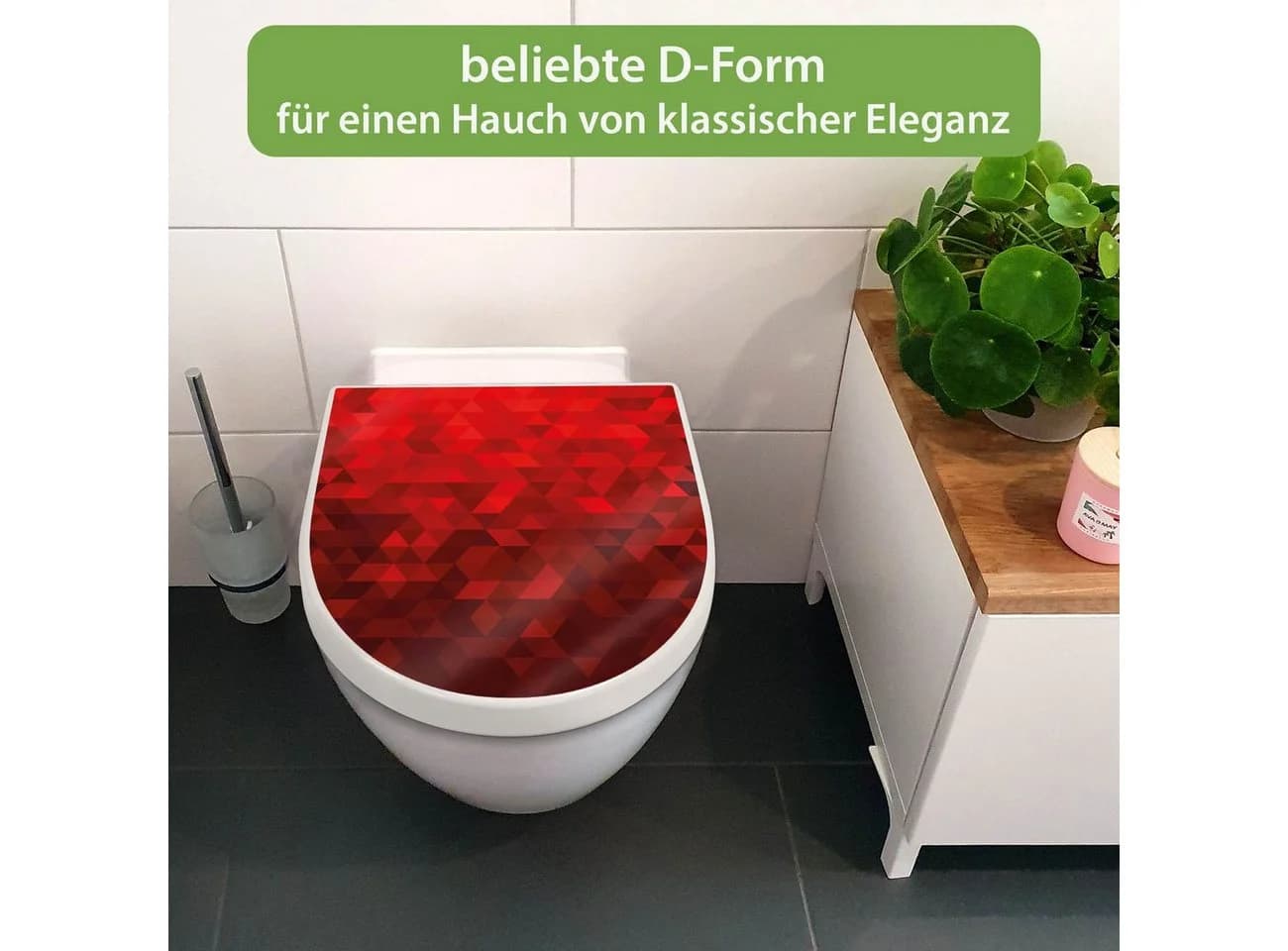 banjado WC-Sitz Dreiecke Rot Softclose Absenkautomatik TakeOff Technologie