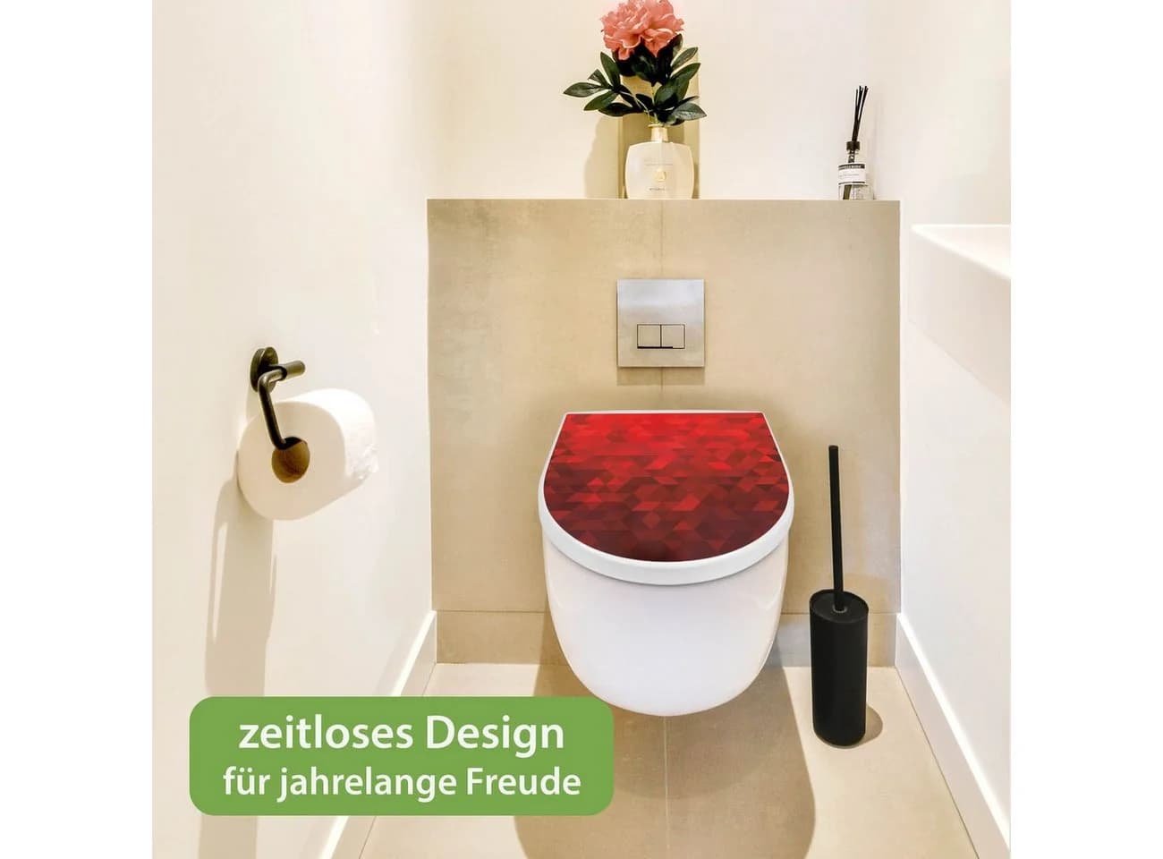 banjado WC-Sitz Dreiecke Rot Softclose Absenkautomatik TakeOff Technologie - Bild 5