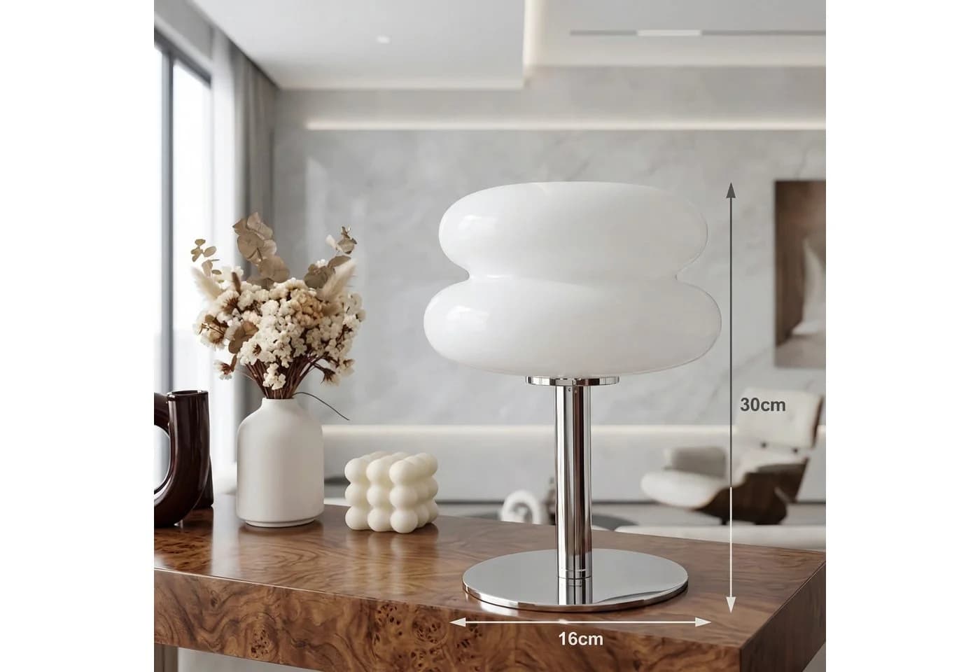 Norvéa Home LED Nachttischlampe dimmbar Glas Beige - Bild 3