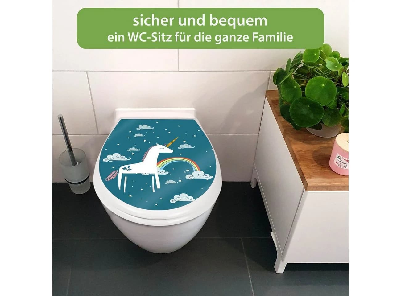 banjado WC-Sitz Motiv Einhorn mit Kindersitz