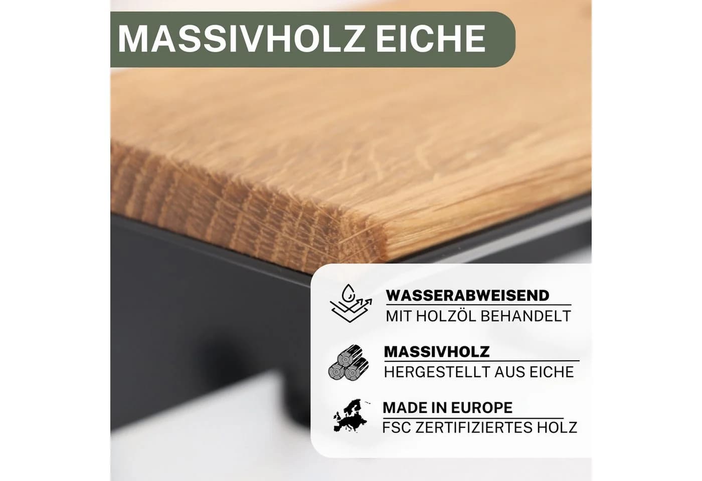 Schlüsselbrett mit Haken & Ablage, Eiche & Schwarz Metall - Bild 4
