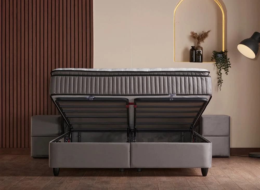 abc bedding Boxspringbett SYDNEY Grau mit Bettkasten - Bild 3