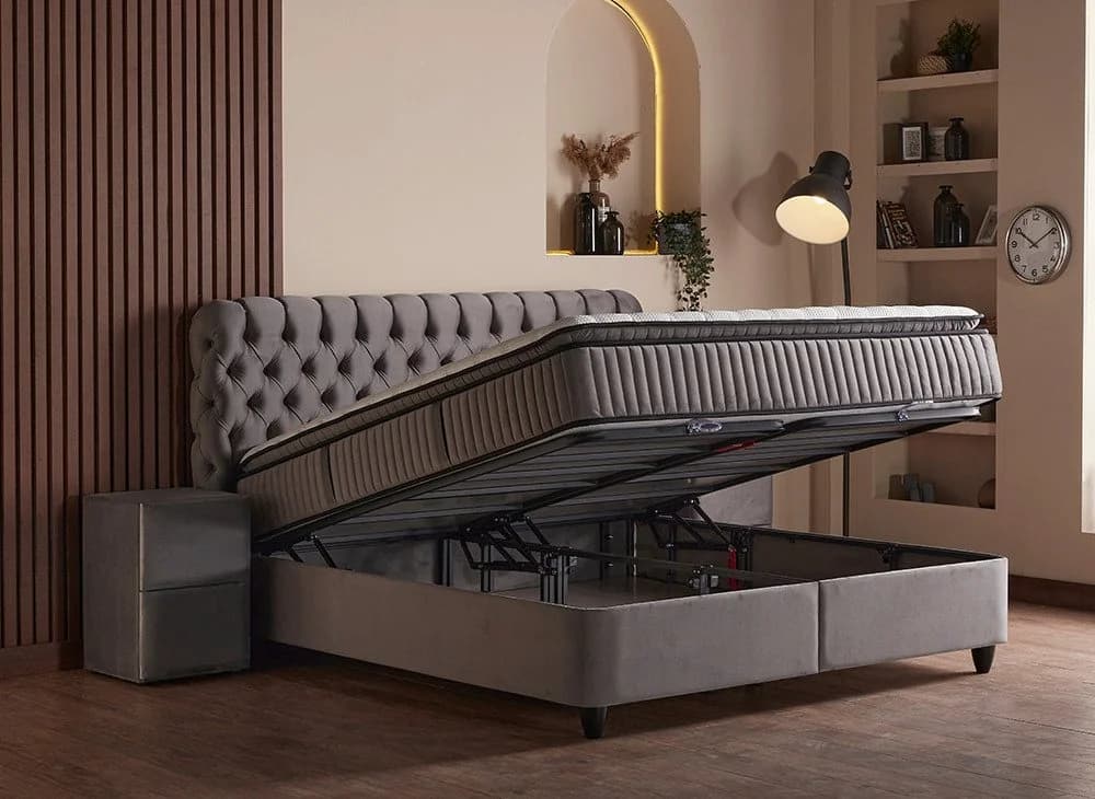 abc bedding Boxspringbett SYDNEY Grau mit Bettkasten - Bild 4