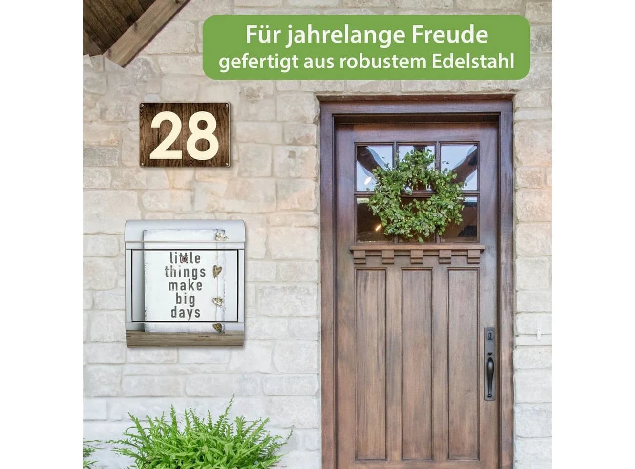 banjado Wandbriefkasten Edelstahl Motiv Little Things mit Zeitungsfach - Bild 3