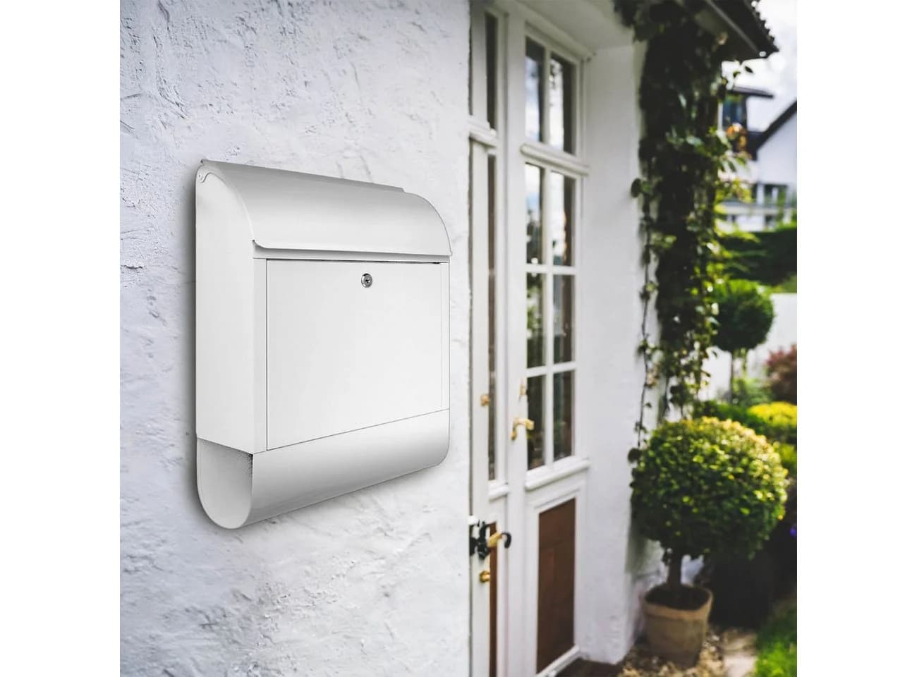 banjado Wandbriefkasten Stahl mit Zeitungsfach