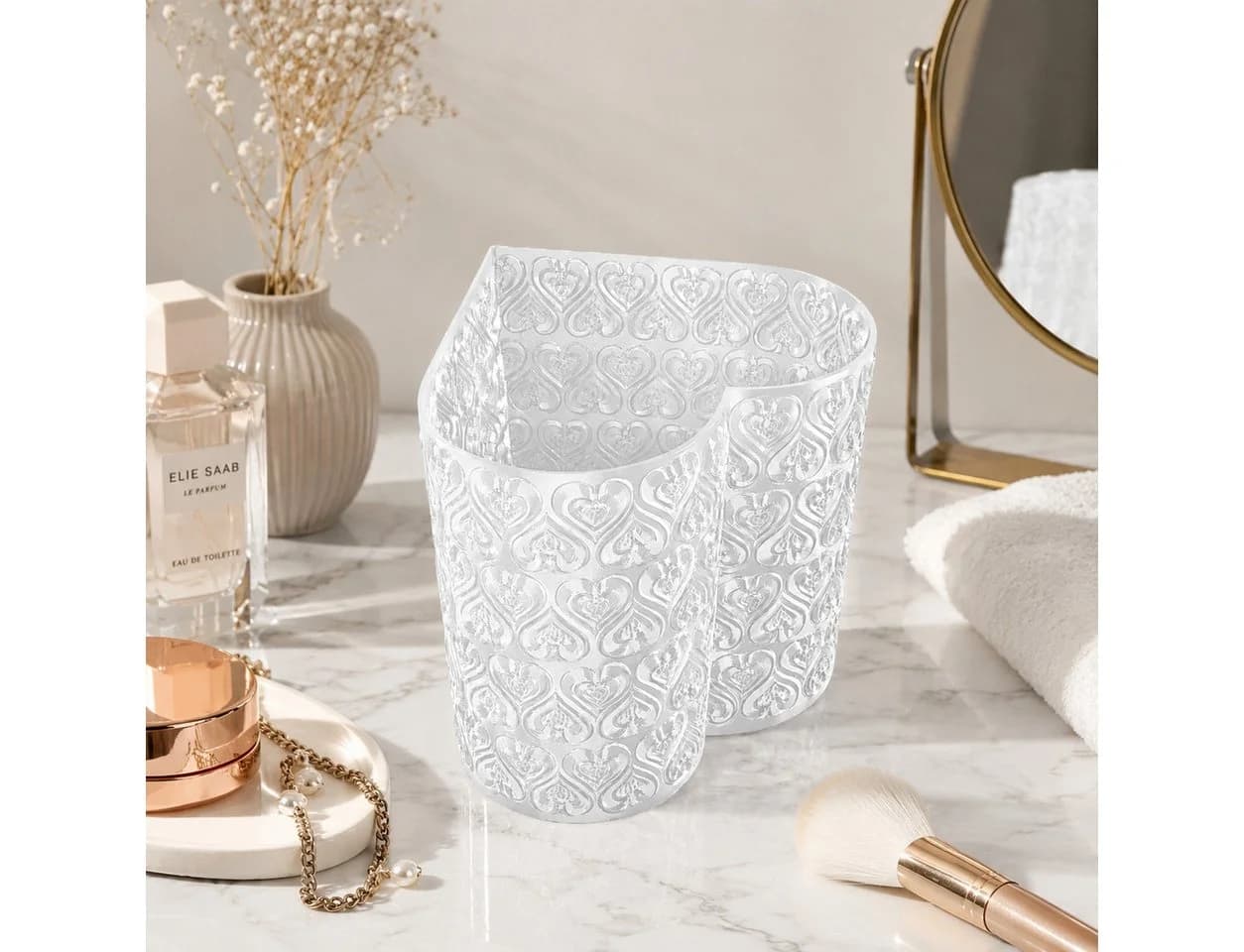 Alpha Electronics Dekovase Herz Organizer Vase Weiß 3D-Druck