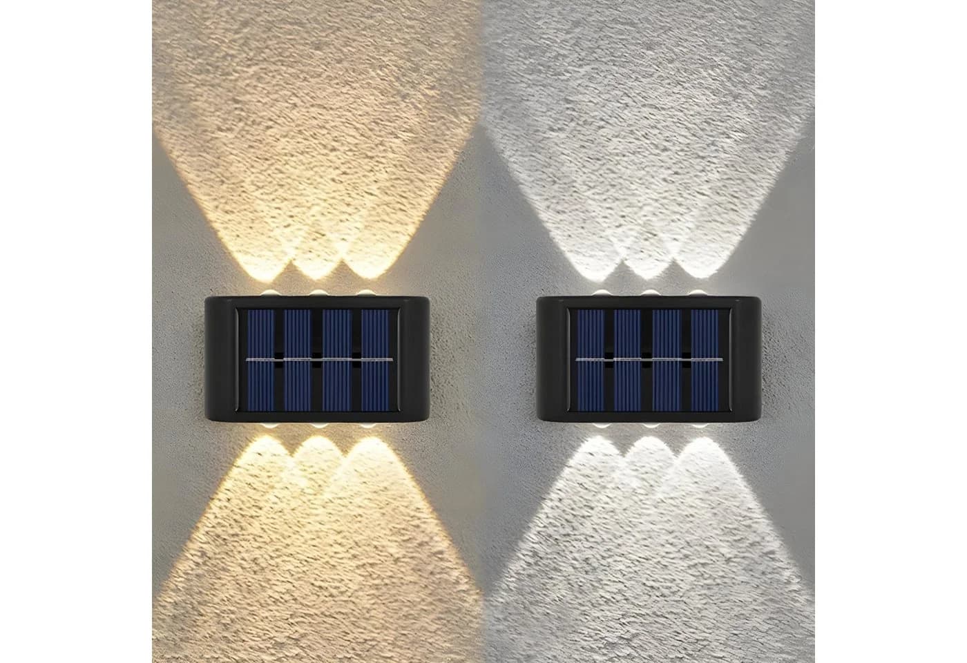 HS.SUPPLY Solar LED Wandleuchte Außen Schwarz IP65 Up & Down Licht