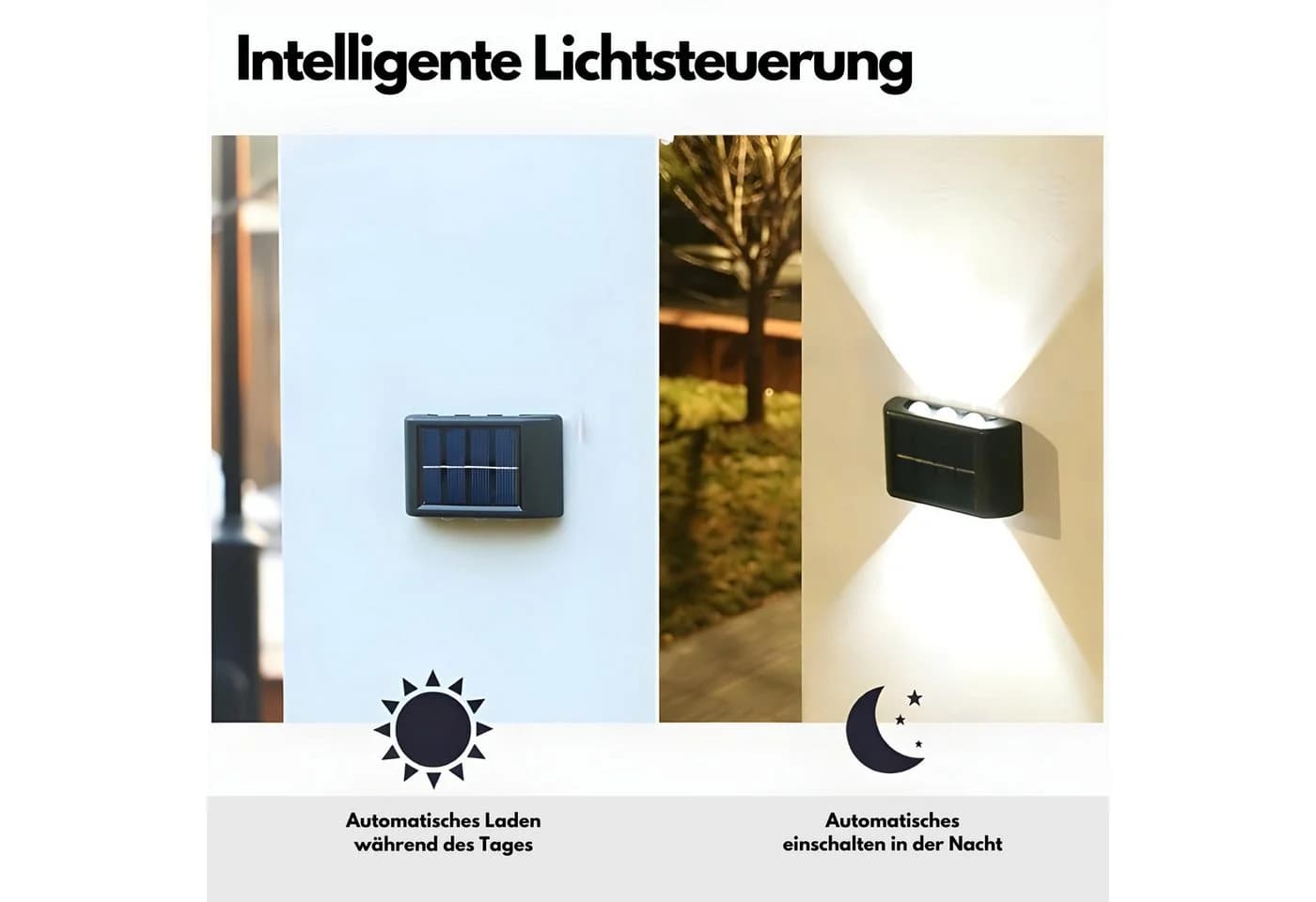 HS.SUPPLY Solar LED Wandleuchte Außen Schwarz IP65 Up & Down Licht - Bild 4