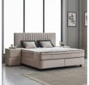ABC Bedding Boxspringbett CLARA Braun Beige Samt mit Topper & Bettkasten Bild 3