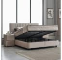 ABC Bedding Boxspringbett CLARA Braun Beige Samt mit Topper & Bettkasten Bild 4