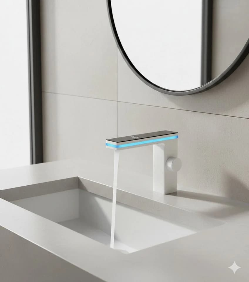 LuxaSteel Digital-Wasserhahn mit LED-Temperaturanzeige und Wasserkraft - Bild 2