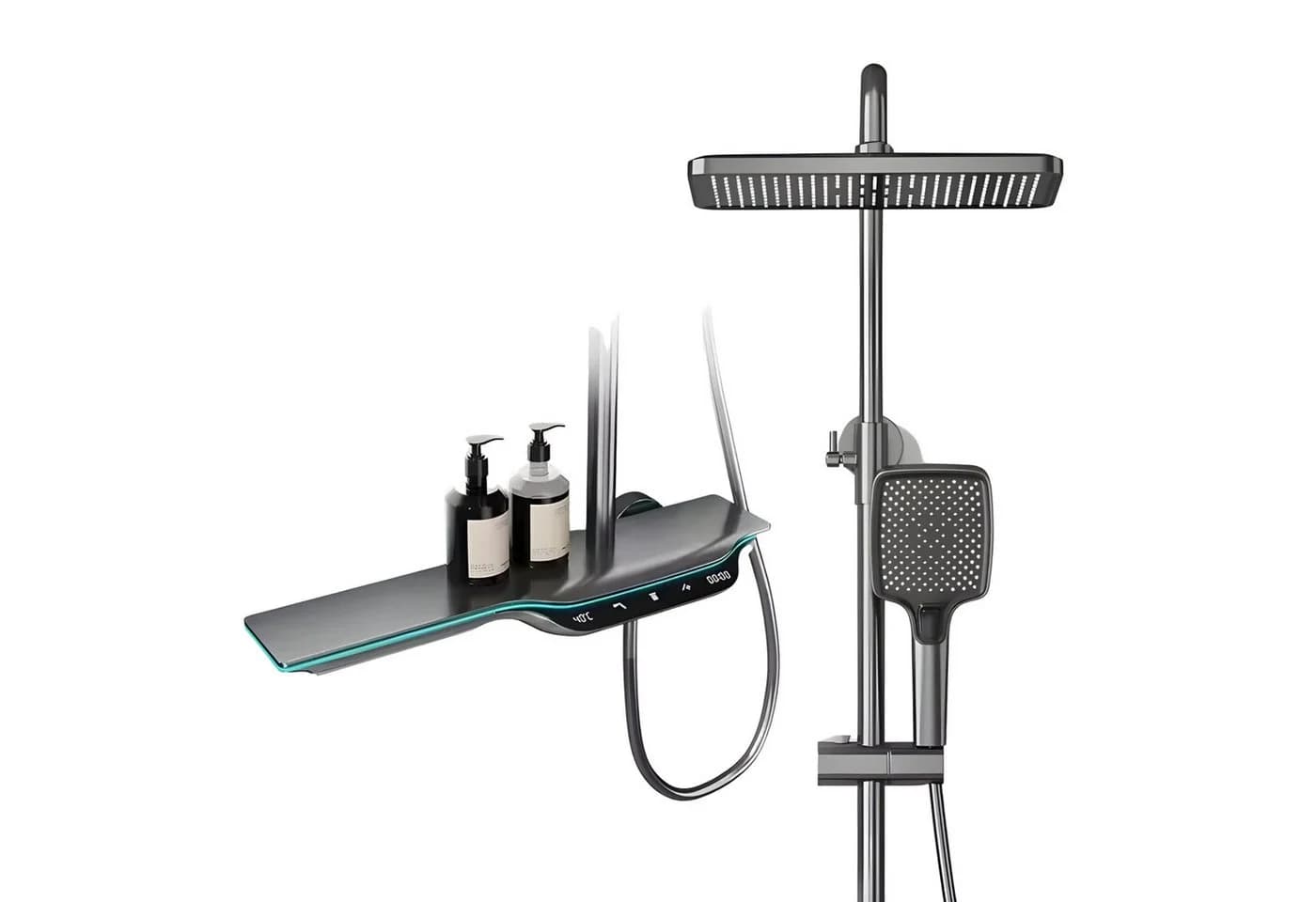 LuxaSteel Duscharmatur Smartes Duschsystem mit LED-Display & Thermostat – Regendusche Set - Bild 2