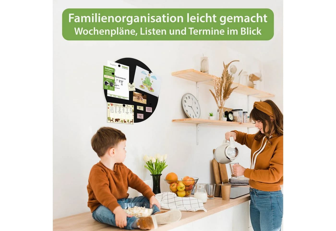 banjado Magnettafel Stahl Rund Weiß Inkl. 4 Magnete - Bild 5