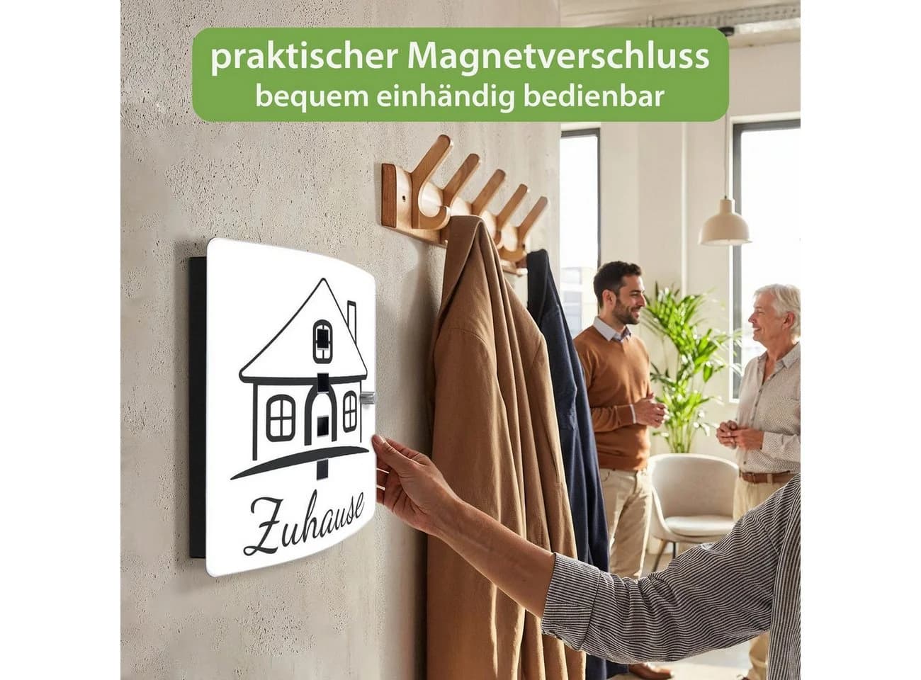 banjado Schlüsselkasten Edelstahl Schwarz mit Motiv - Bild 4