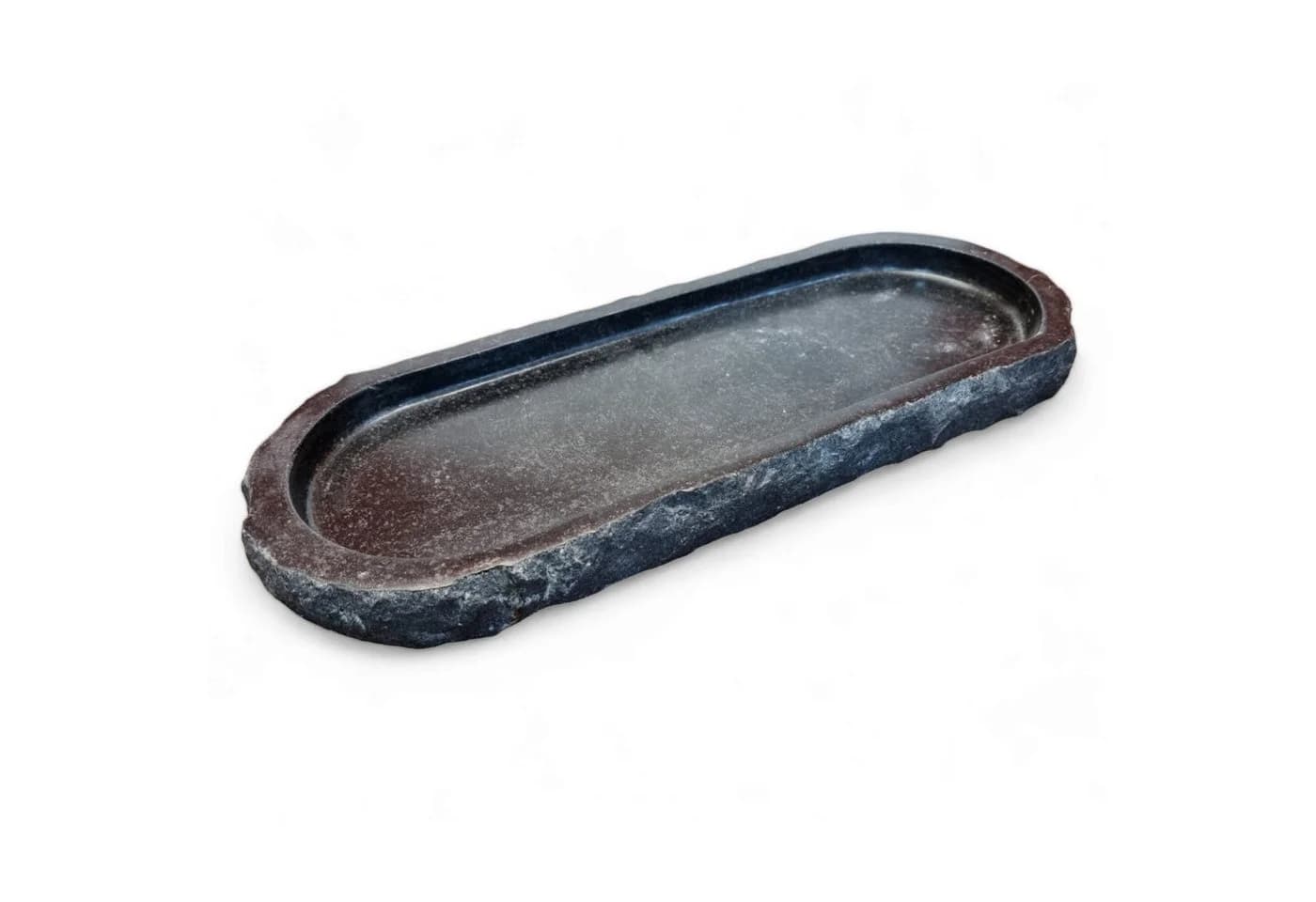 Kinaree 4-teiliges Badset Andesit Marmor Schwarz mit Tablett & Seifenspender