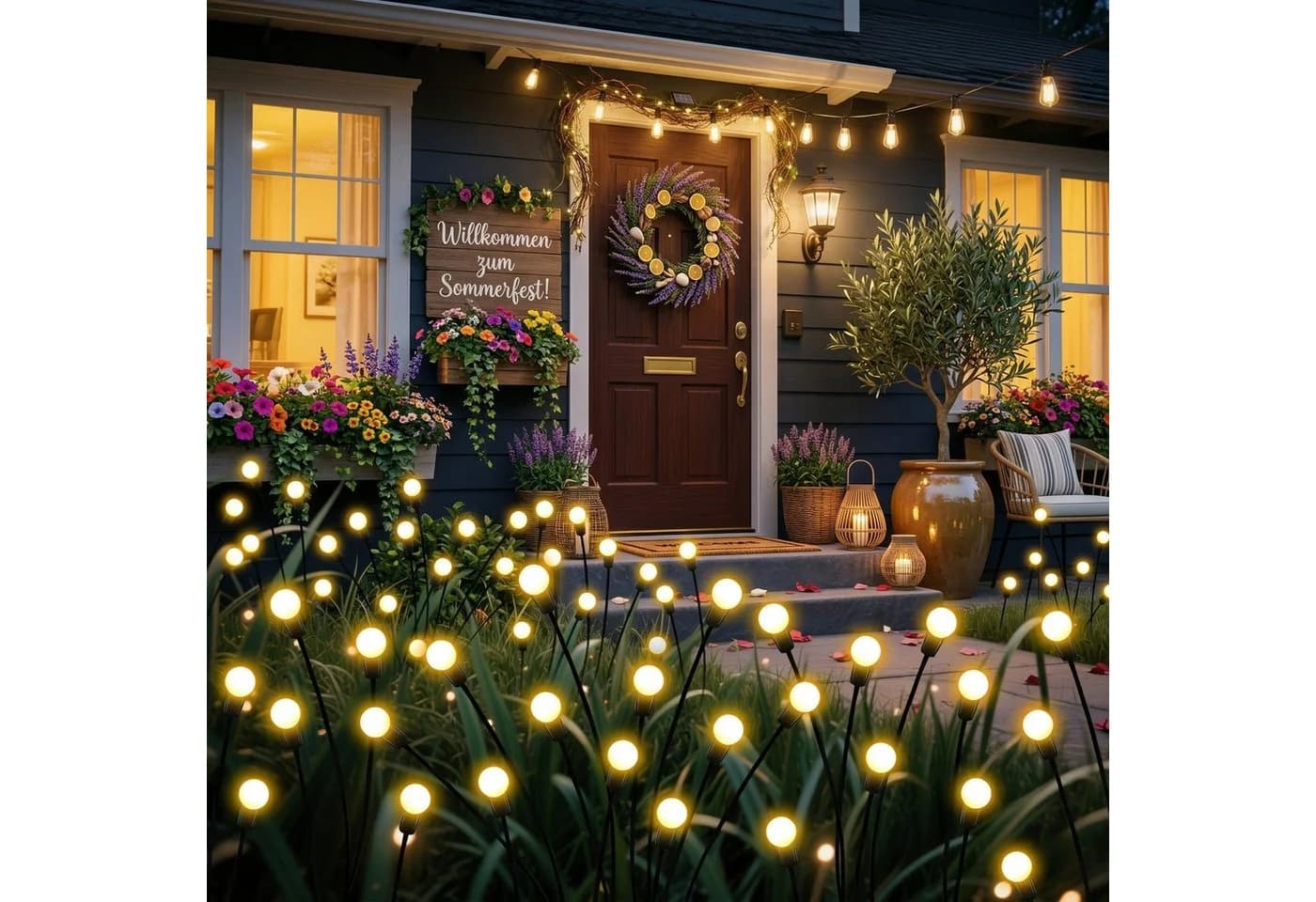Norvéa Home Solar-Glühwürmchen-Gartenleuchte 4er Set 32 LEDs warmweiß - Bild 2