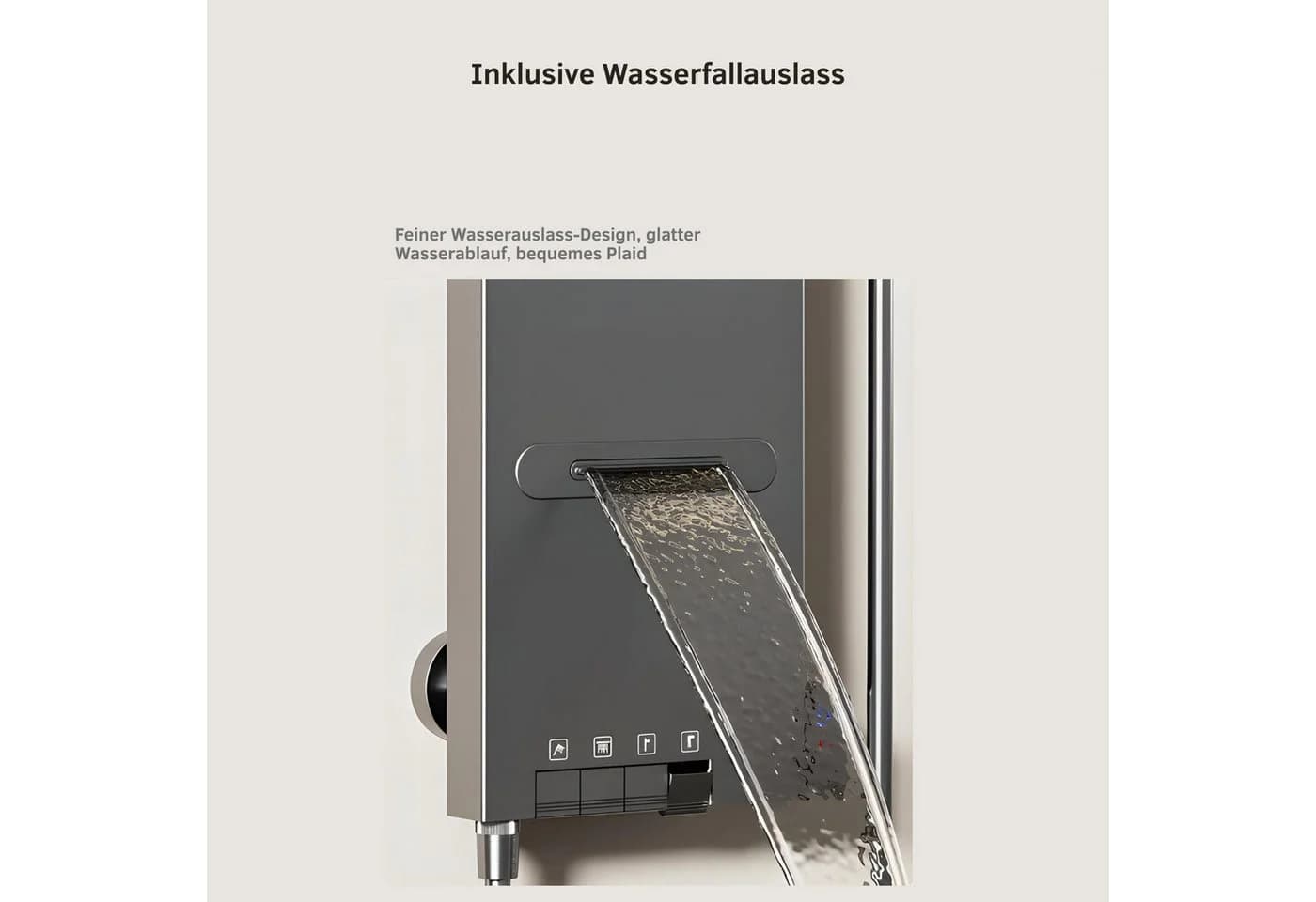 LuxaSteel Duschsystem Duschpaneel mit Regendusche, LED-Display & Taillenduschfunktion, 5 Strahlarten - Bild 5