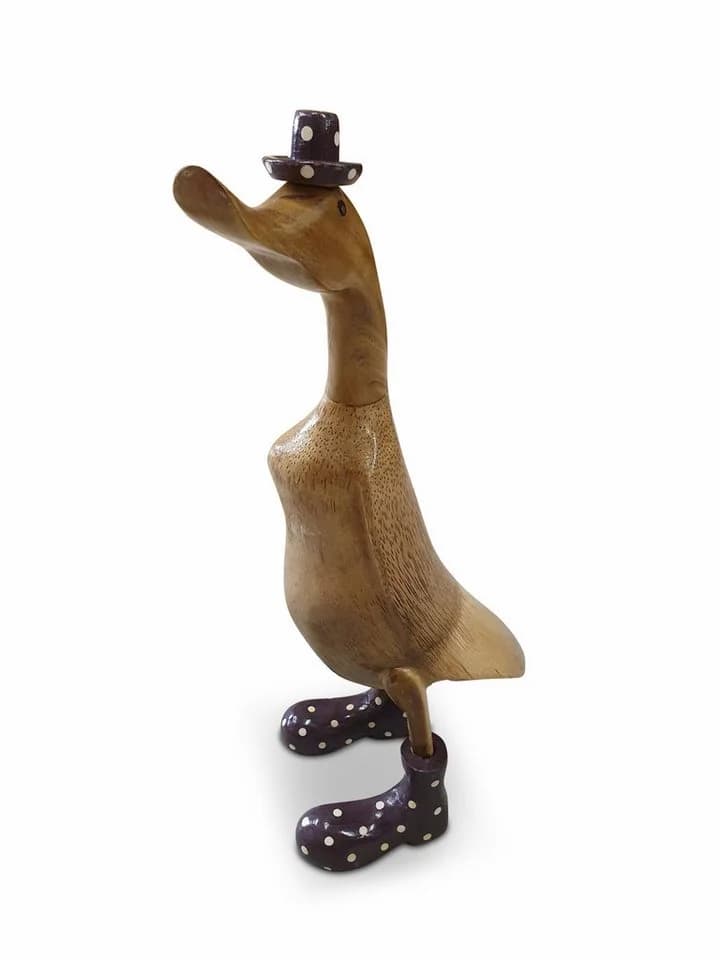 Kinaree Dekofigur Holz Ente mit Gummistiefel und Hut