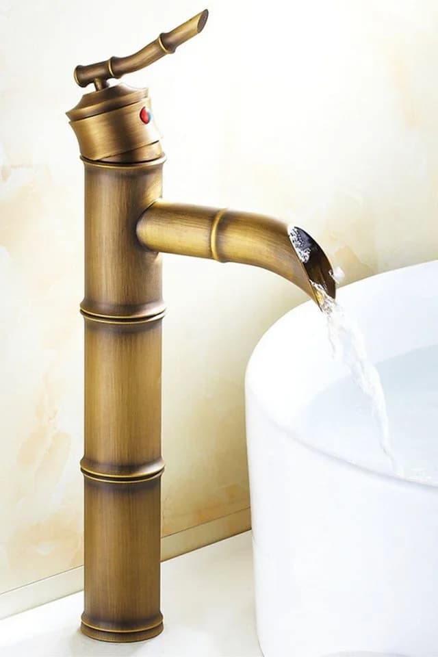 Kinaree Badarmatur Retro Wasserhahn BEN TRE Messing Bambusoptik Gold