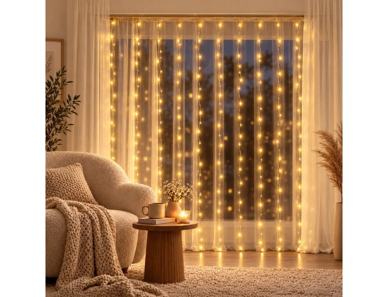 Norvéa Home LED-Lichterkette Lichtervorhang Warmweiß mit Fernbedienung - Bild 2