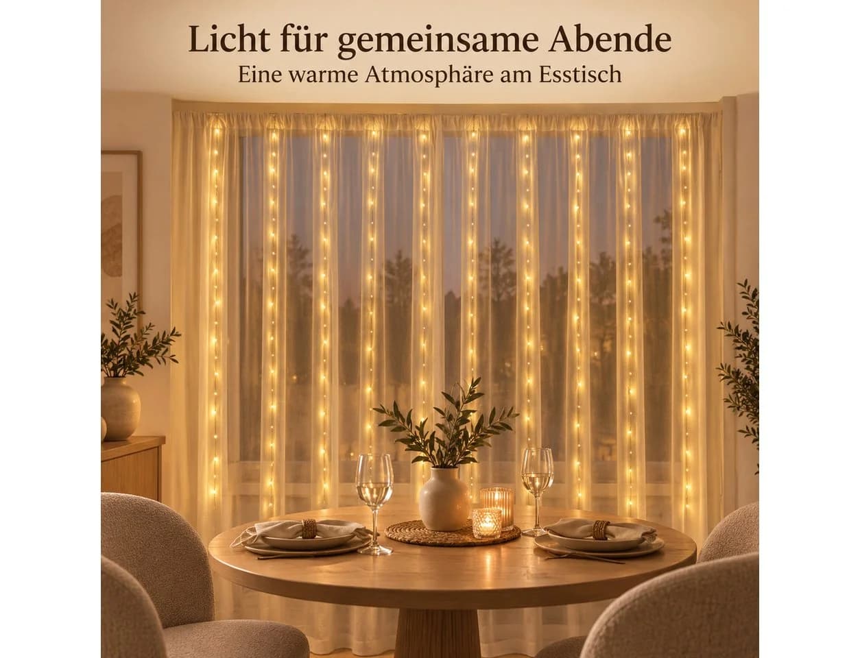 Norvéa Home LED-Lichterkette Lichtervorhang Warmweiß mit Fernbedienung - Bild 5