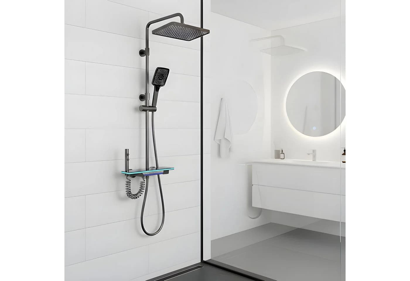 LuxaSteel Duscharmatur Regendusche LED-Beleuchtung