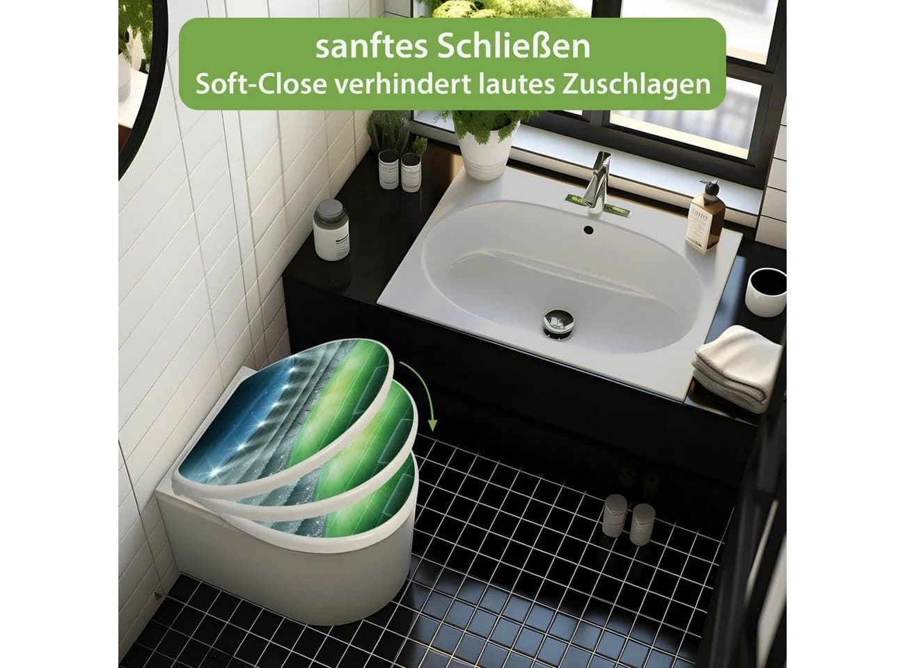 banjado WC-Sitz mit Absenkautomatik Motiv Arena Weiß - Bild 4