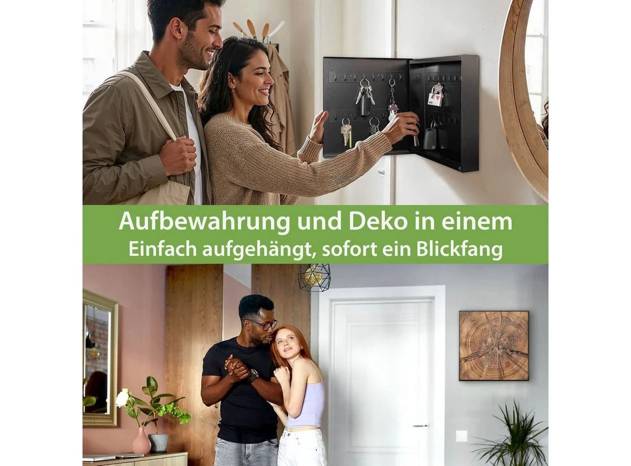 banjado Schlüsselkasten Metall Schwarz mit 32 Haken & Magnettafel - Bild 3