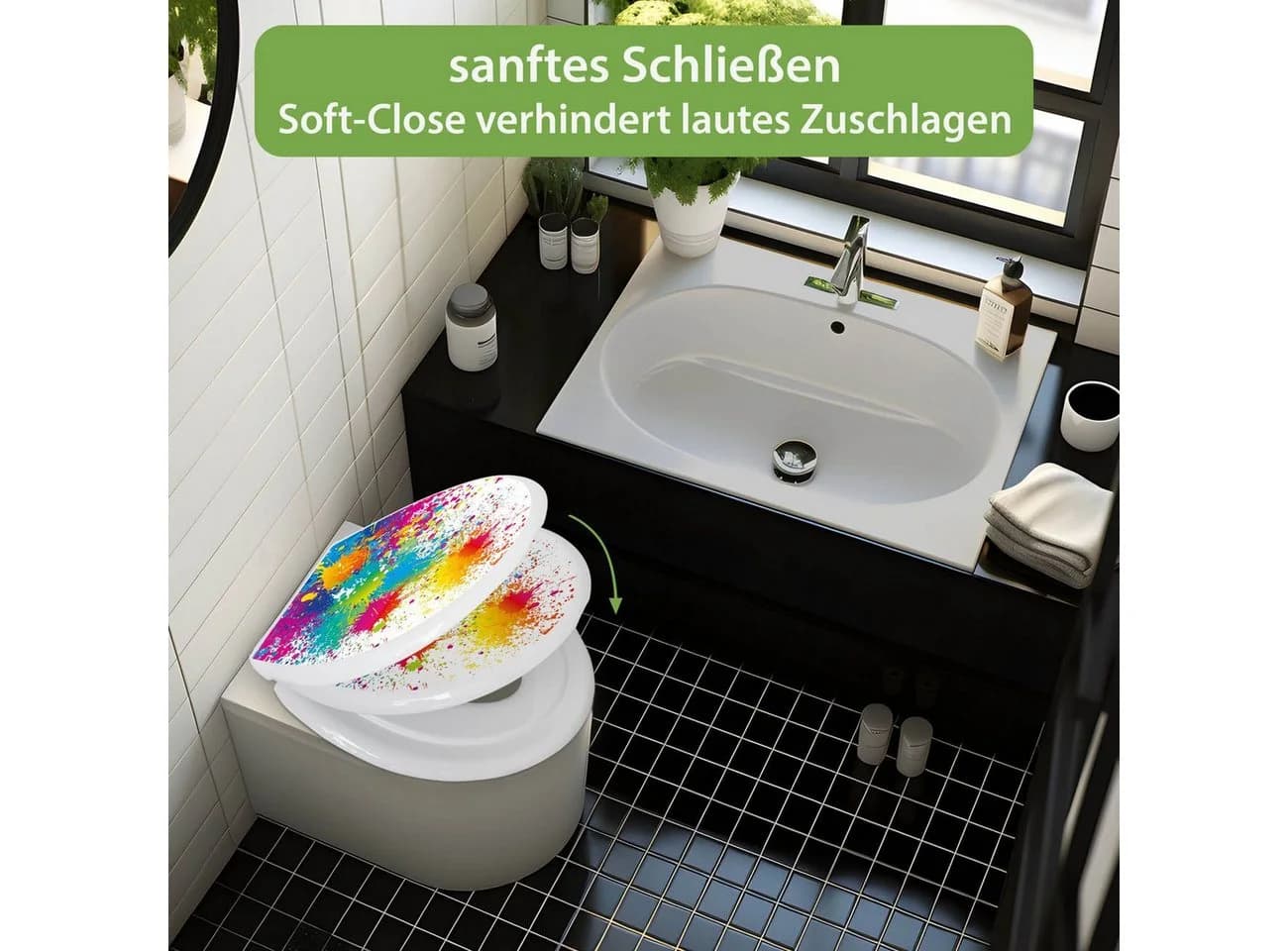 banjado WC-Sitz mit Kindersitz Farbspritzer Weiß - Bild 5