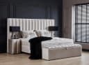 ABC Bedding Boxspringbett OSCAR Samt Creme Beige mit Bettkasten Bild 1