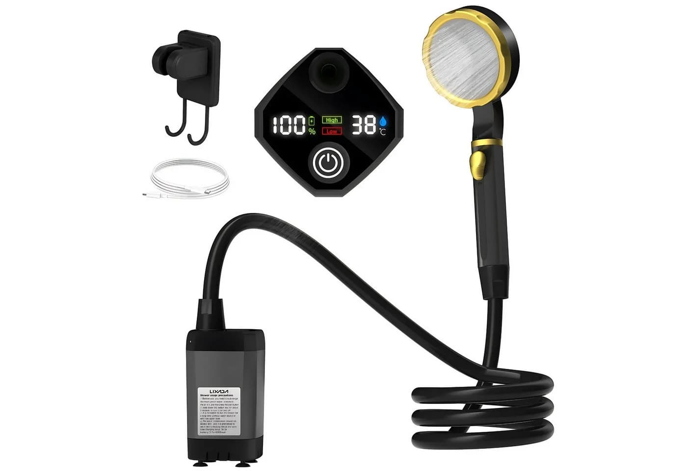 HS.SUPPLY Gartendusche Campingdusche mit LED-Display, 6000mAh - Bild 2