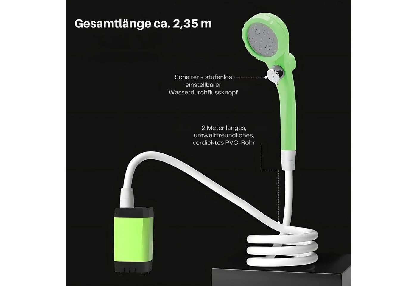 HS.SUPPLY Gartendusche Campingdusche mit LED-Display, 6000mAh - Bild 5