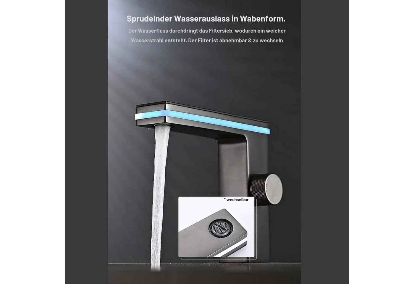 LuxaSteel Digital-Wasserhahn mit LED-Temperaturanzeige und Wasserkraft-Betrieb - Bild 3
