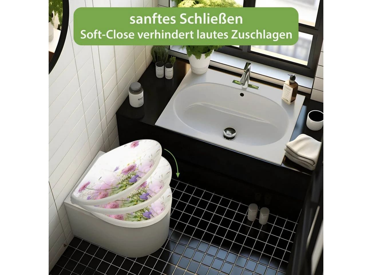banjado WC-Sitz mit Absenkautomatik Motiv Glitzernde Wiese - Bild 4
